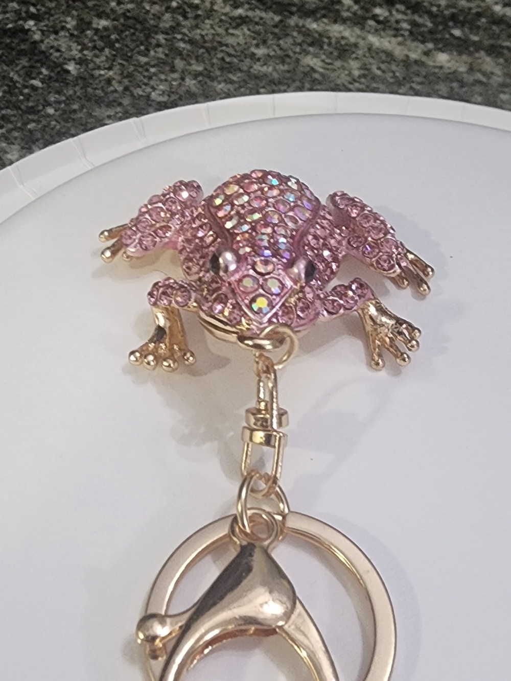 Pink Crystal Frog Keychain